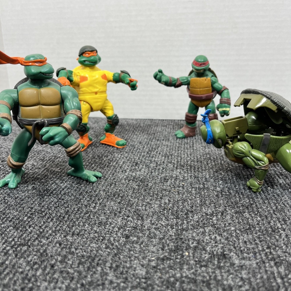 Playmates TMNT Action Figures Kids OS Green Vintage Retro 90s Kidcore Toy Lot 4p